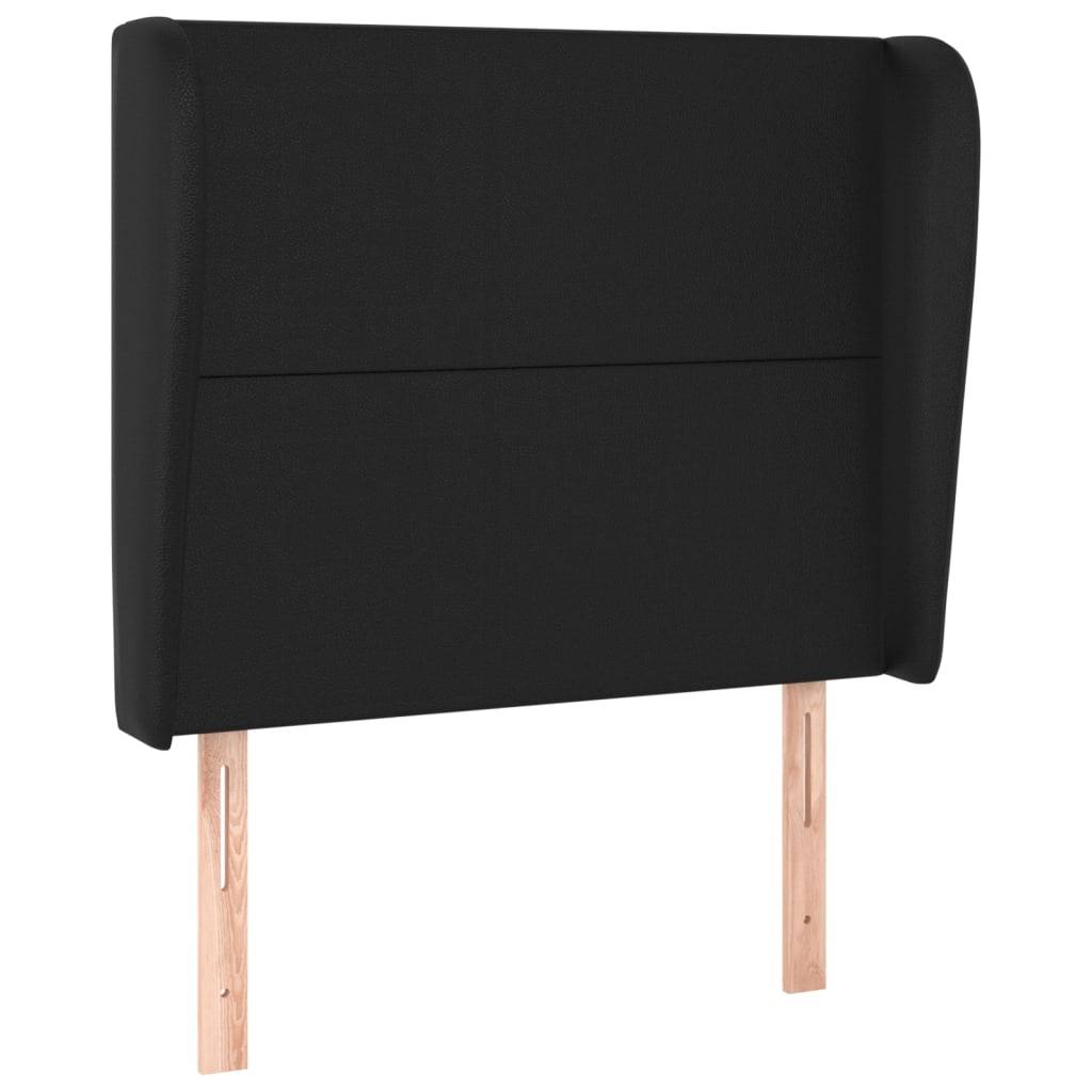 vidaXL Kopfteil mit Ohren Schwarz 83x23x118/128 cm Kunstleder
