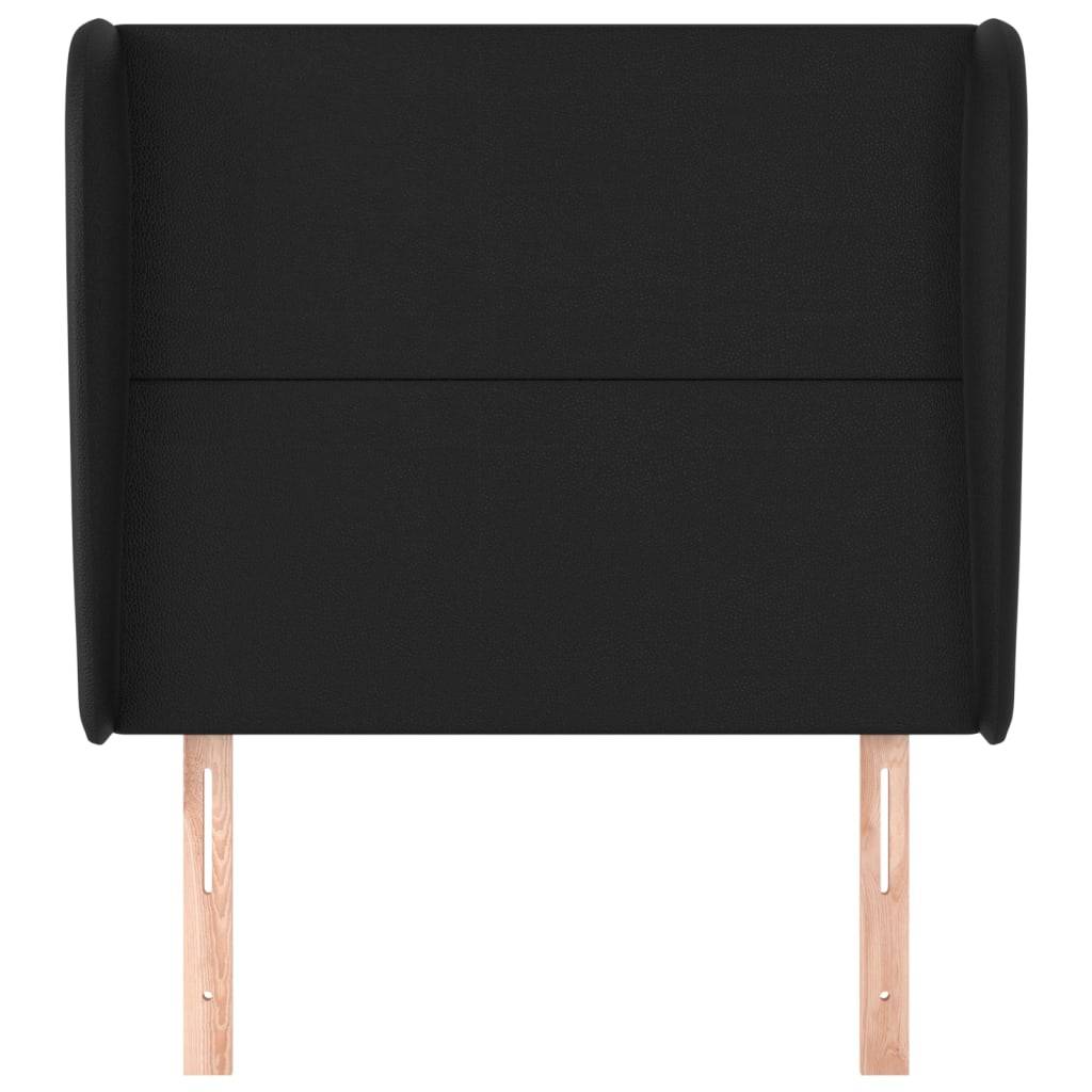 vidaXL Kopfteil mit Ohren Schwarz 83x23x118/128 cm Kunstleder