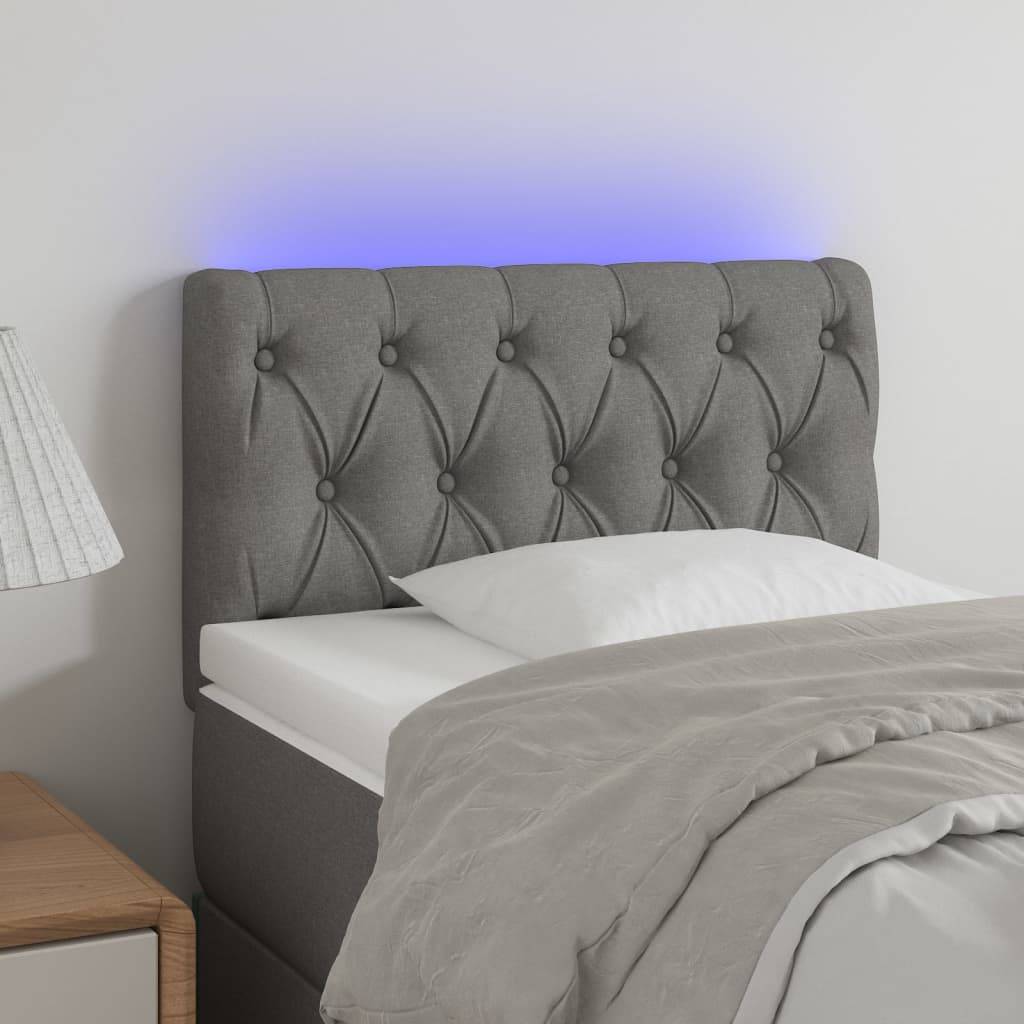 vidaXL LED Kopfteil Hellgrau 80x7x78/88 cm Stoff