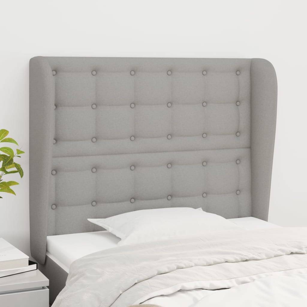 vidaXL Kopfteil mit Ohren Hellgrau 93x23x118/128 cm Stoff