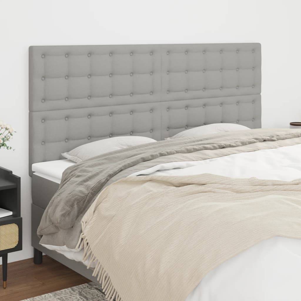 vidaXL Kopfteile 4 Stk. Hellgrau 80x5x78/88 cm Stoff