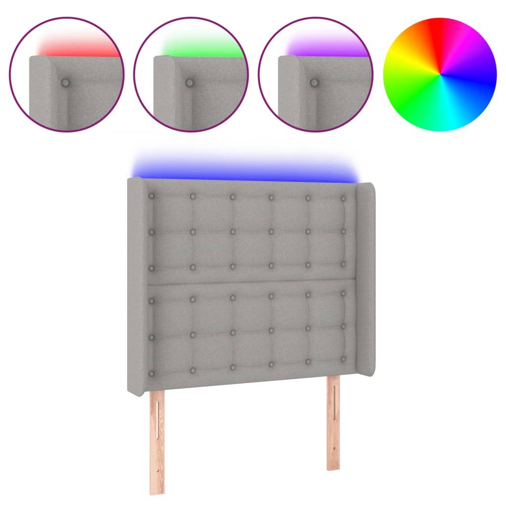 vidaXL LED Kopfteil Hellgrau 83x16x118/128 cm Stoff