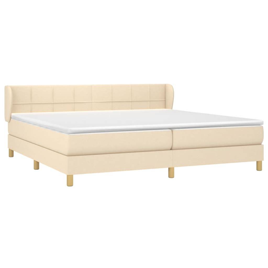 vidaXL Boxspringbett mit Matratze Creme 200x200 cm Stoff
