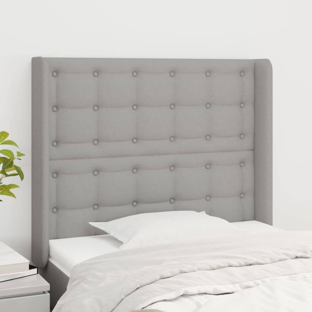 vidaXL Kopfteil mit Ohren Hellgrau 83x16x118/128 cm Stoff