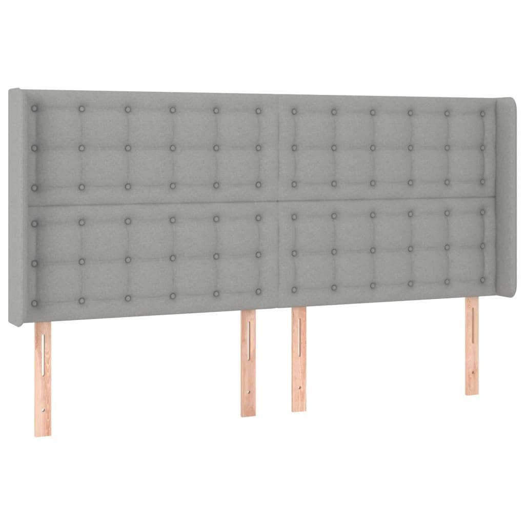 vidaXL LED Kopfteil Hellgrau 163x16x118/128 cm Stoff