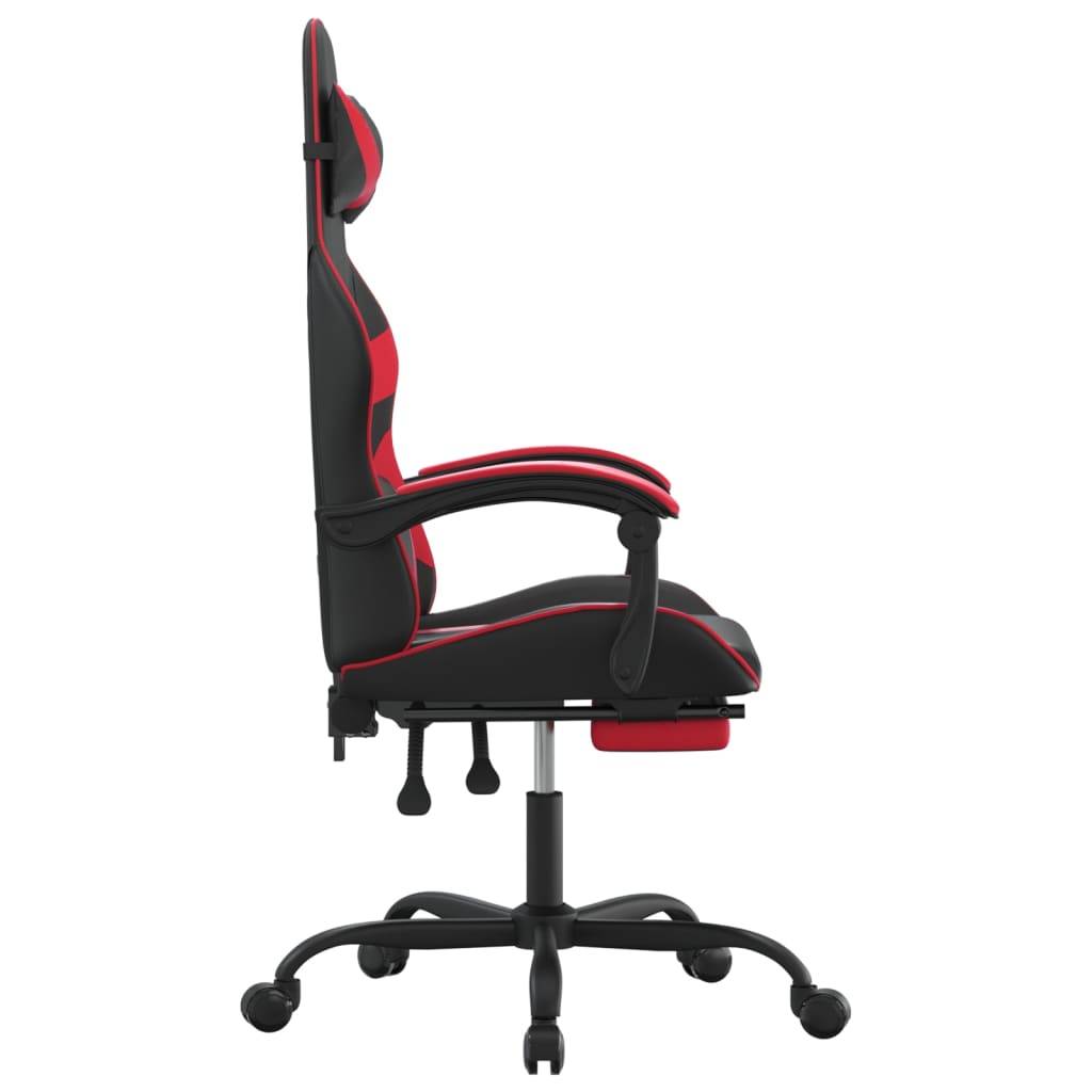 vidaXL Gaming-Stuhl mit Fußstütze Schwarz und Rot Kunstleder