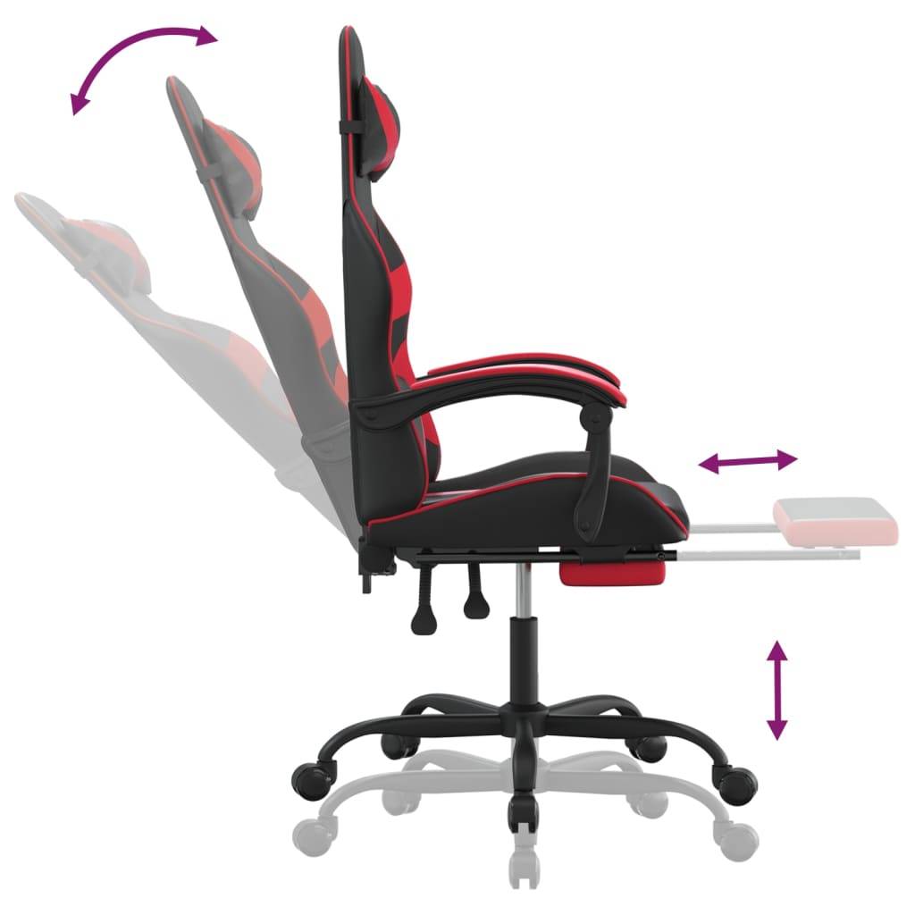 vidaXL Gaming-Stuhl mit Fußstütze Schwarz und Rot Kunstleder