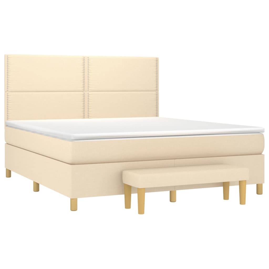 vidaXL Boxspringbett mit Matratze Creme 180x200 cm Stoff