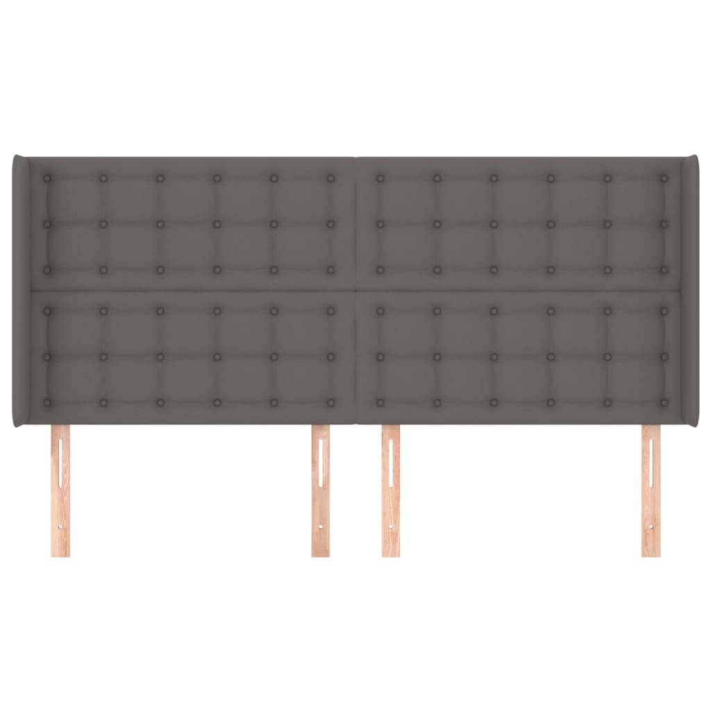 vidaXL Kopfteil mit Ohren Grau 183x16x118/128 cm Kunstleder