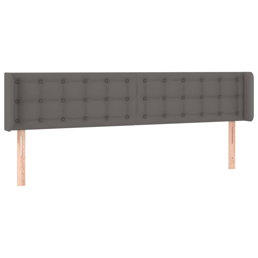 vidaXL LED Kopfteil Grau 203x16x78/88 cm Kunstleder