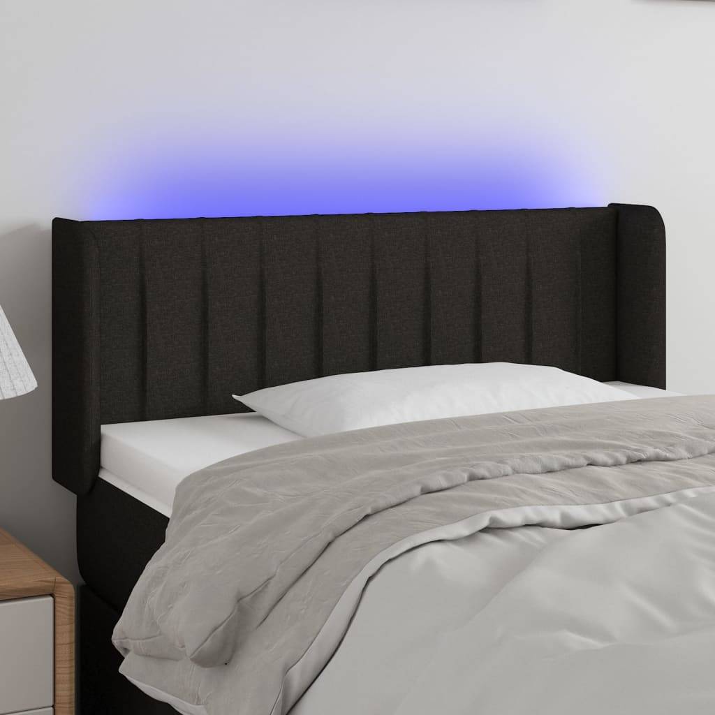 vidaXL LED Kopfteil Schwarz 103x16x78/88 cm Stoff