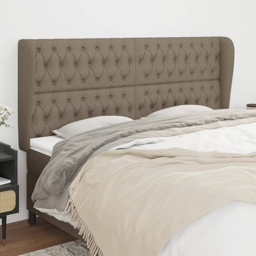 vidaXL Kopfteil mit Ohren Taupe 183x23x118/128 cm Stoff