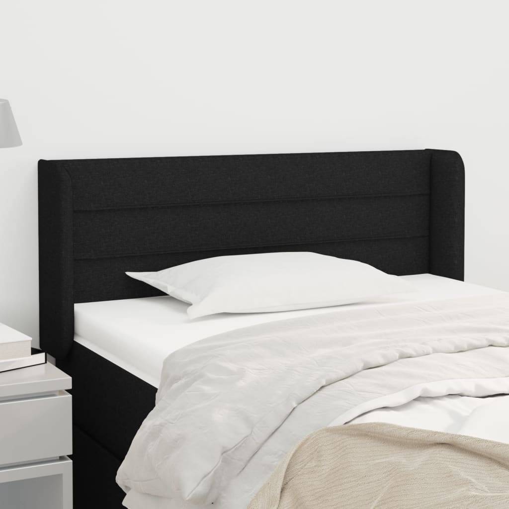 vidaXL Kopfteil mit Ohren Schwarz 103x16x78/88 cm Stoff