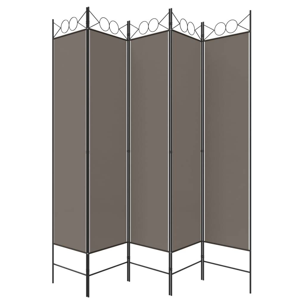 vidaXL 5-tlg. Paravent Anthrazit 200x220 cm Stoff