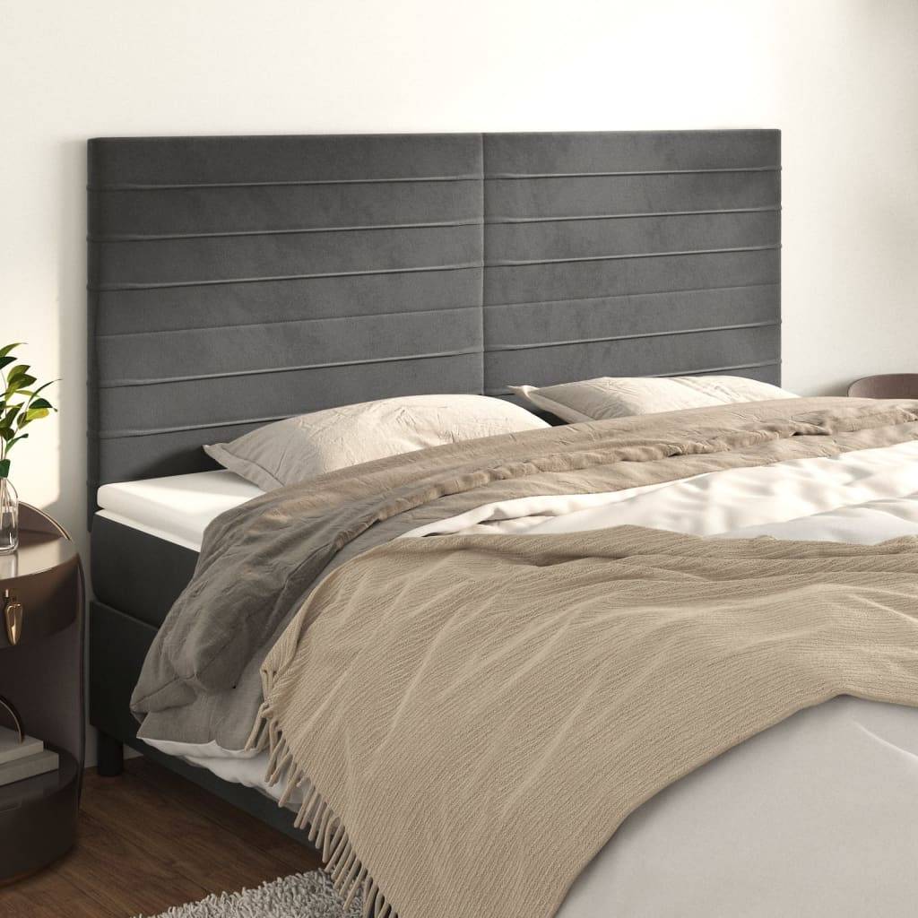 vidaXL Kopfteile 4 Stk. Dunkelgrau 80x5x78/88 cm Samt