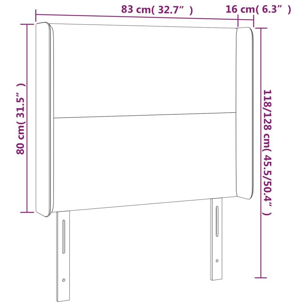 vidaXL LED Kopfteil Hellgrau 83x16x118/128 cm Samt