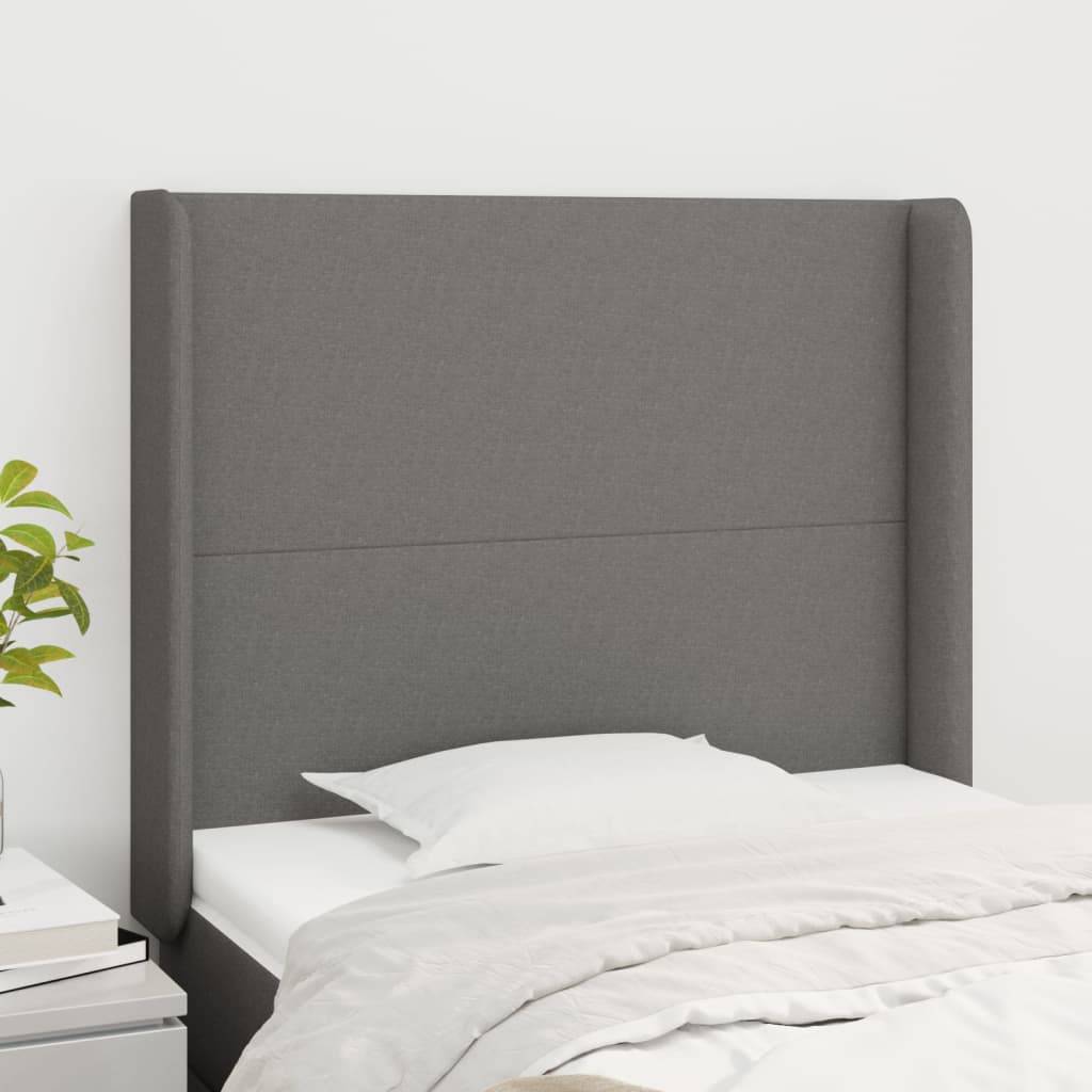 vidaXL Kopfteil mit Ohren Dunkelgrau 83x16x118/128 cm Stoff