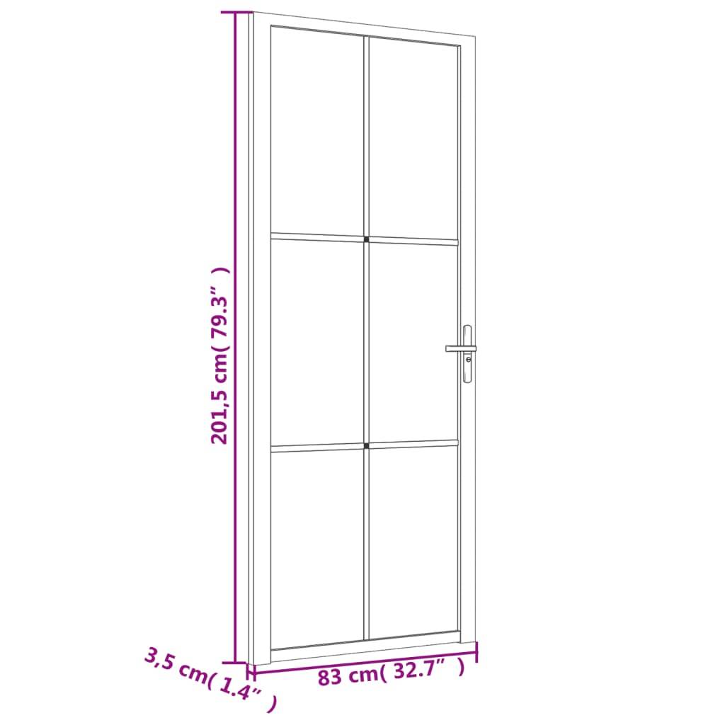 vidaXL Innentür 83x201,5 cm Schwarz ESG-Glas und Aluminium
