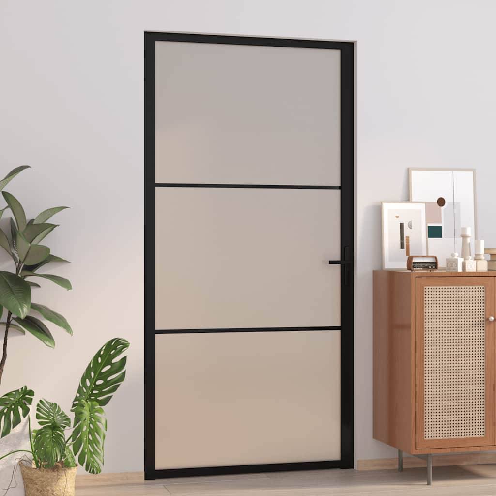 vidaXL Innentür 102,5x201,5 cm Schwarz Mattglas und Aluminium
