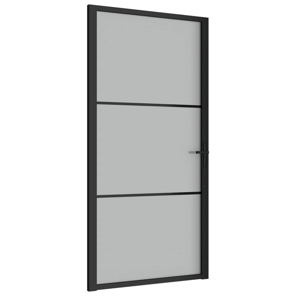 vidaXL Innentür 102,5x201,5 cm Schwarz Mattglas und Aluminium