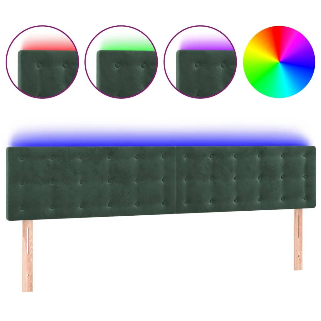 vidaXL LED Kopfteil Dunkelgrün 200x5x78/88 cm Samt
