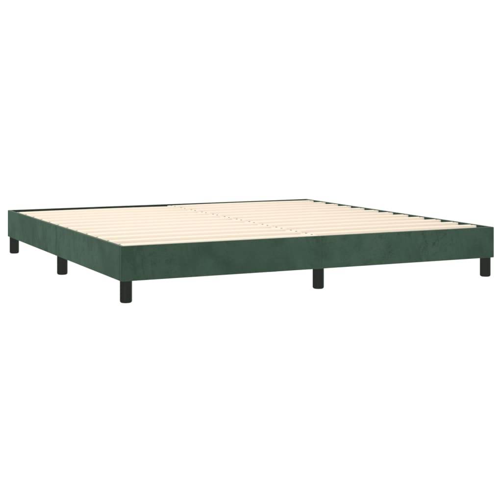 vidaXL Boxspringbett mit Matratze Dunkelgrün 200x200 cm Samt