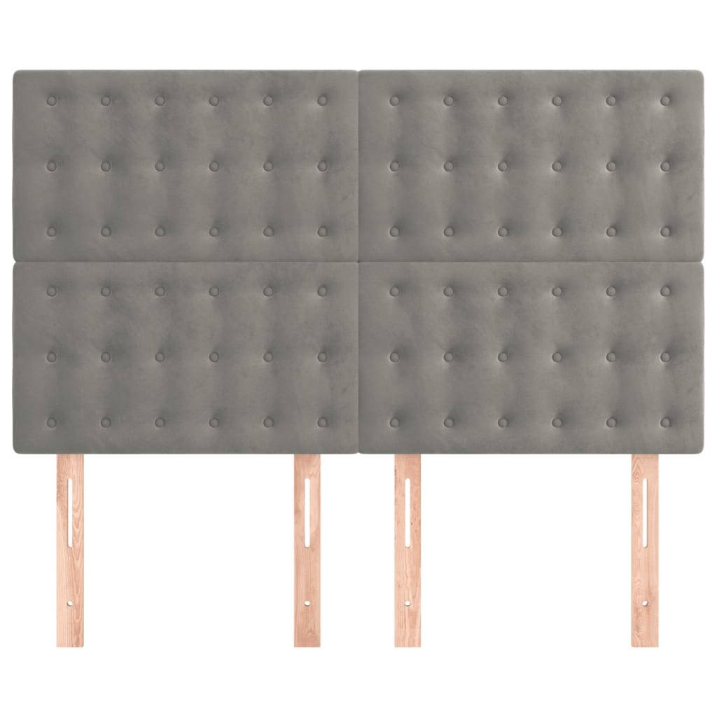 vidaXL Kopfteile 4 Stk. Hellgrau 72x5x78/88 cm Samt