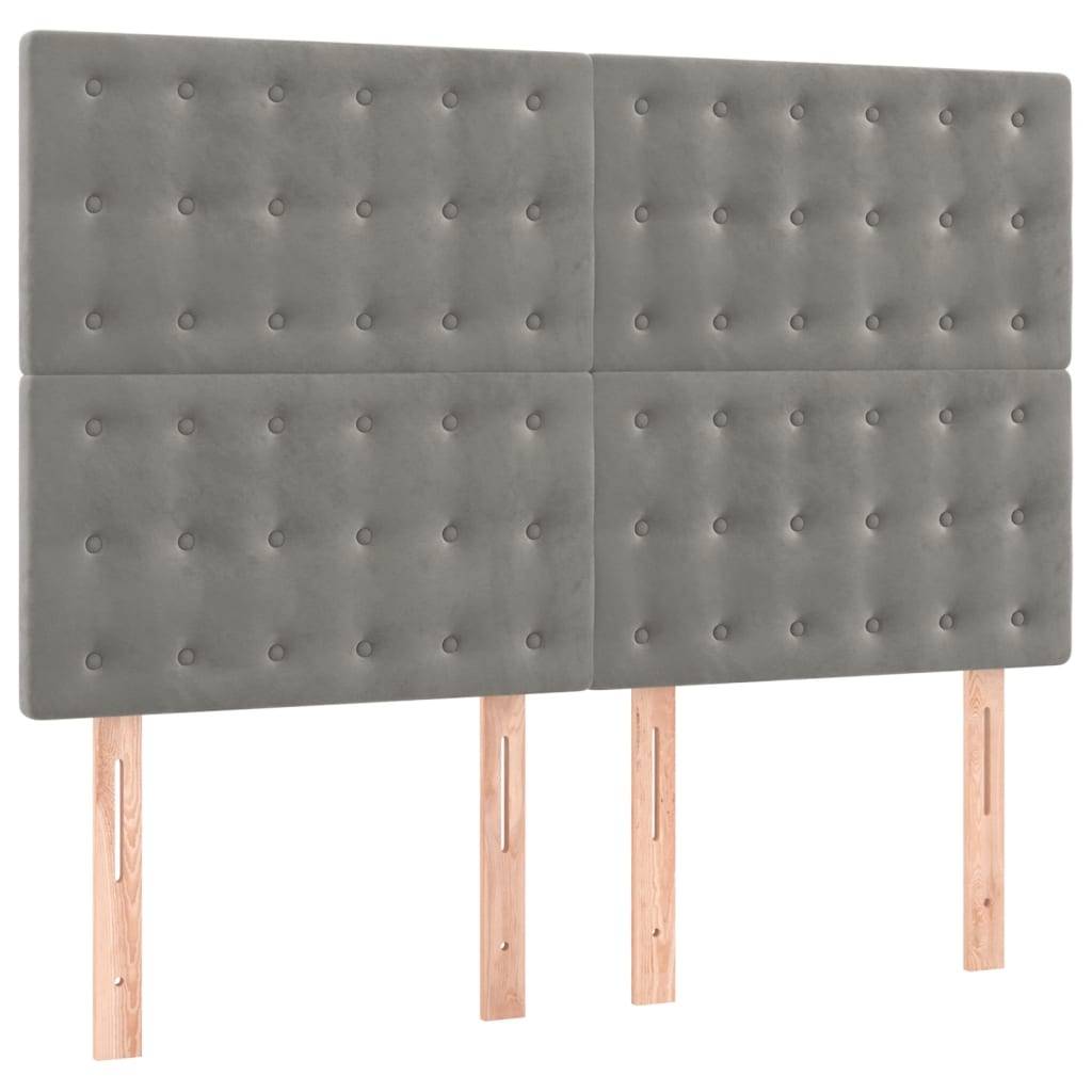 vidaXL Kopfteile 4 Stk. Hellgrau 72x5x78/88 cm Samt