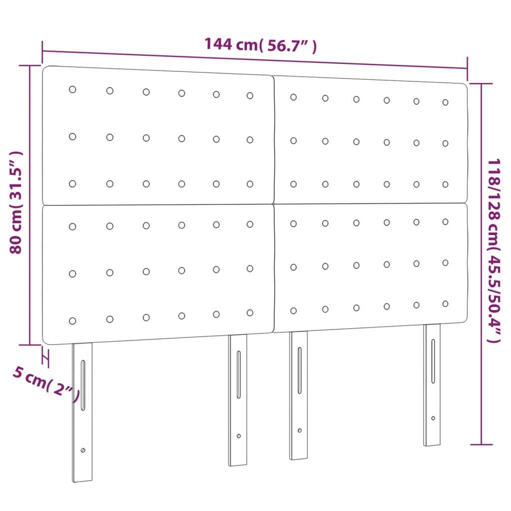 vidaXL Kopfteile 4 Stk. Hellgrau 72x5x78/88 cm Samt