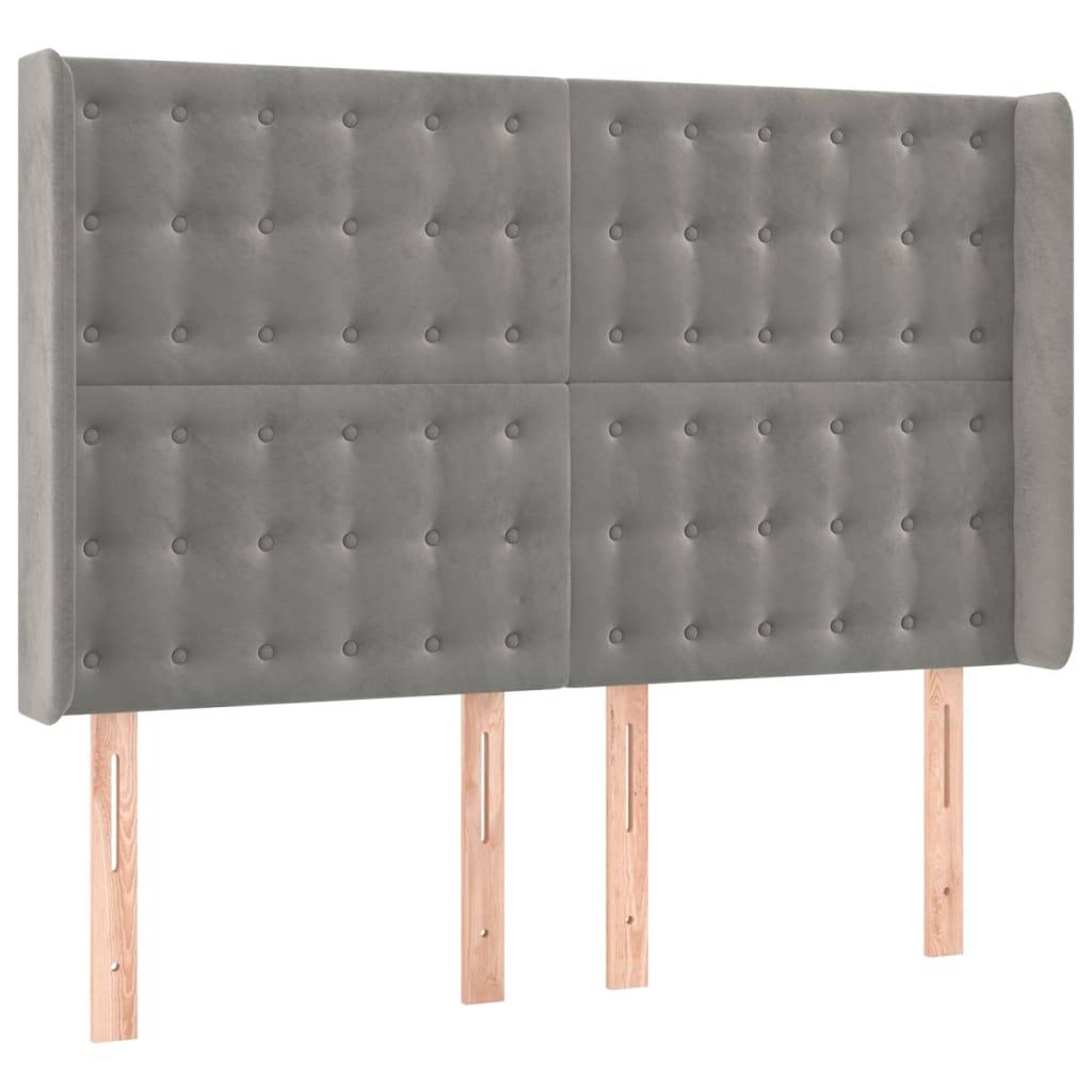 vidaXL LED Kopfteil Hellgrau 147x16x118/128 cm Samt