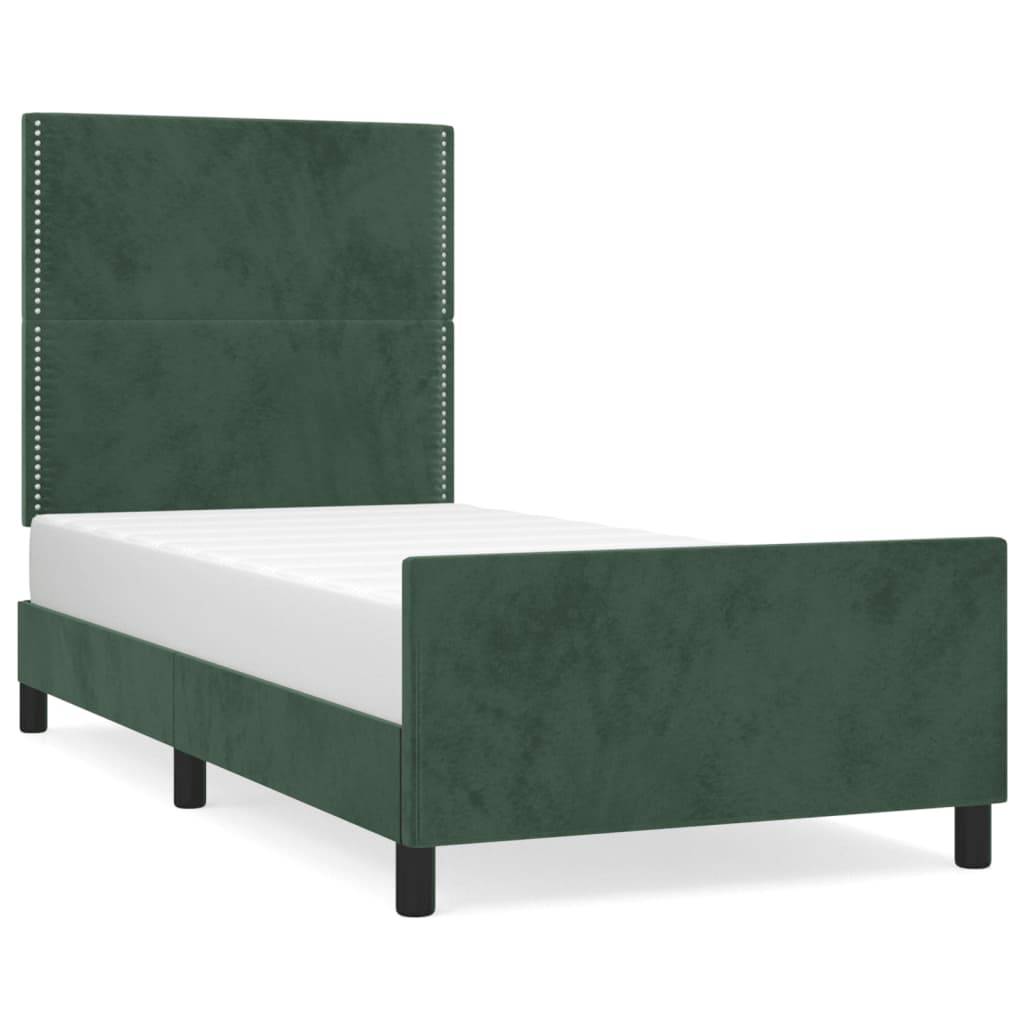 vidaXL Bettgestell ohne Matratze Dunkelgrün 100x200 cm Samt