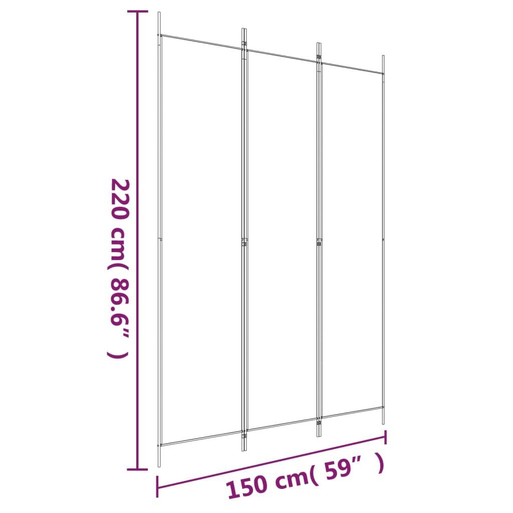 vidaXL 3-tlg. Paravent Weiß 150x220 cm Stoff