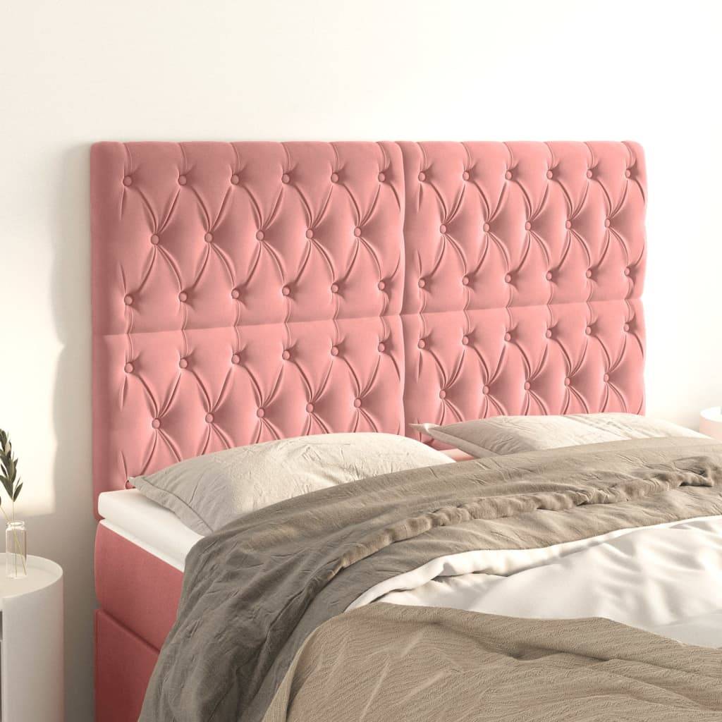 vidaXL Kopfteile 4 Stk. Rosa 72x7x78/88 cm Samt