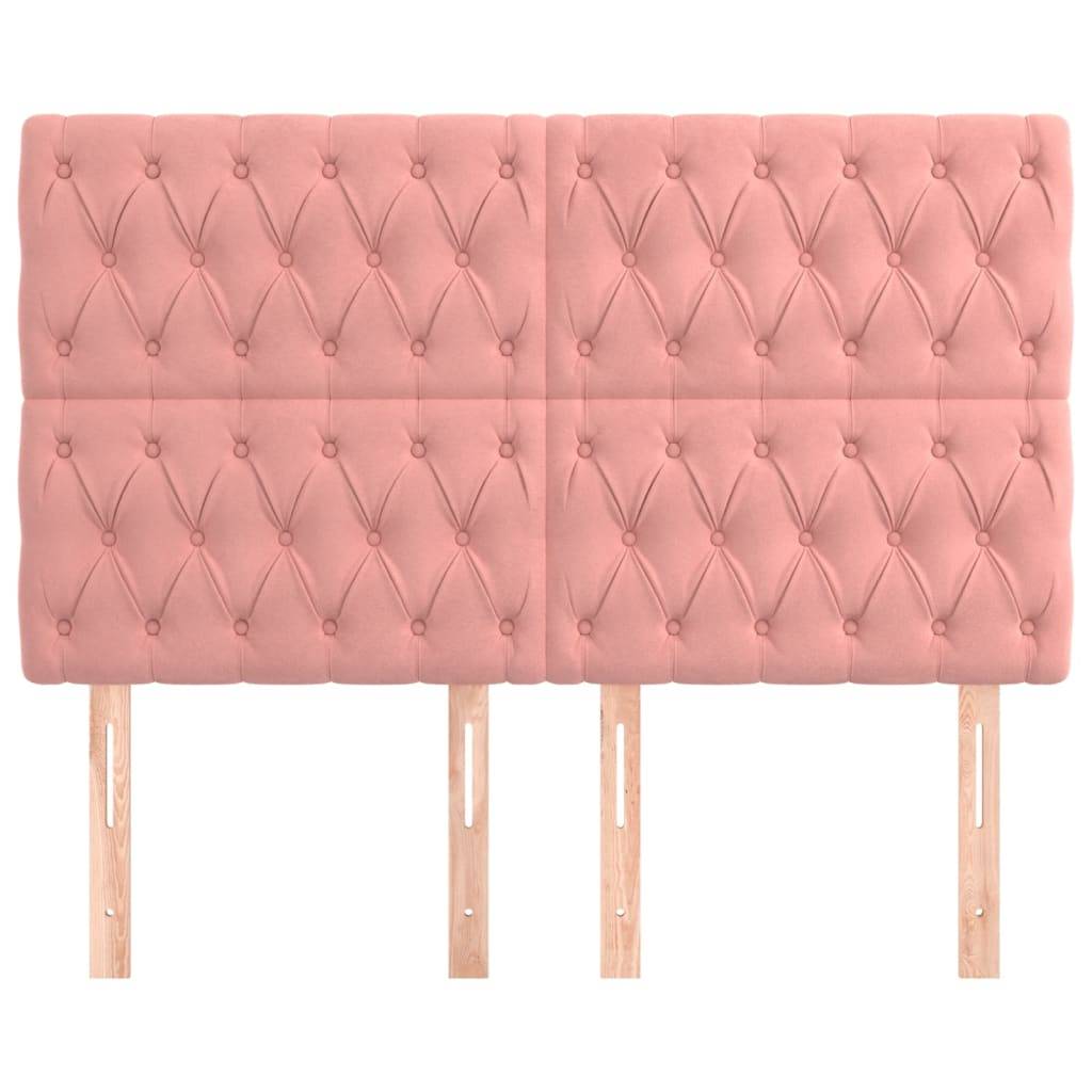 vidaXL Kopfteile 4 Stk. Rosa 72x7x78/88 cm Samt
