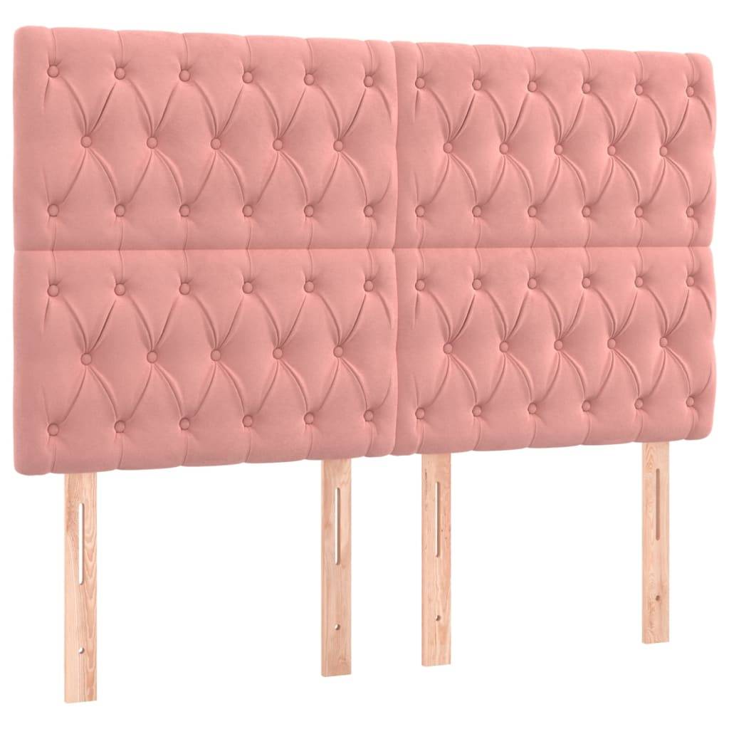 vidaXL Kopfteile 4 Stk. Rosa 72x7x78/88 cm Samt