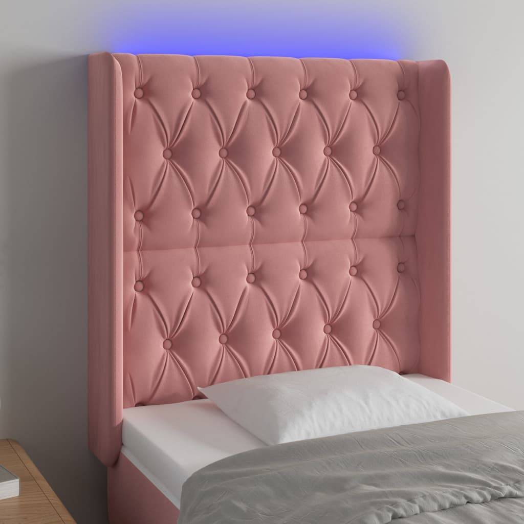 vidaXL LED Kopfteil Rosa 83x16x118/128 cm Samt