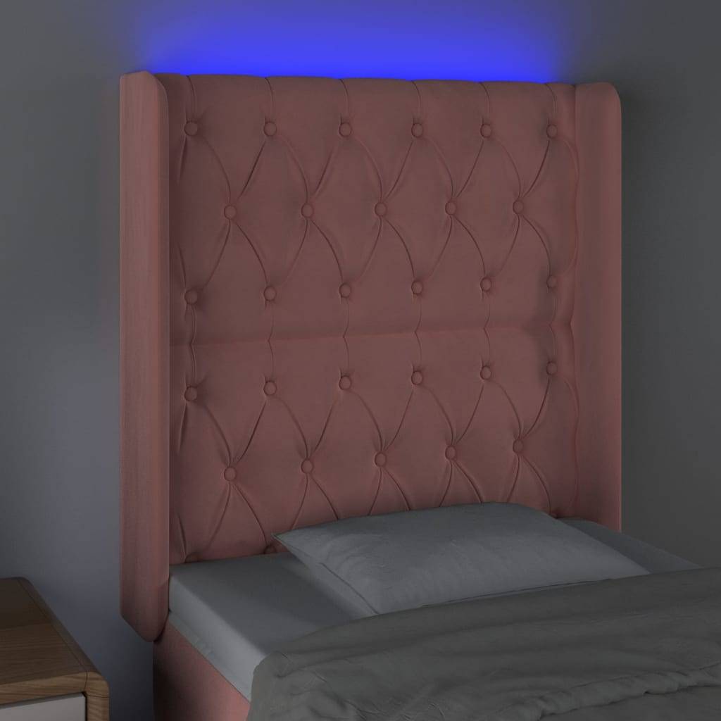 vidaXL LED Kopfteil Rosa 83x16x118/128 cm Samt