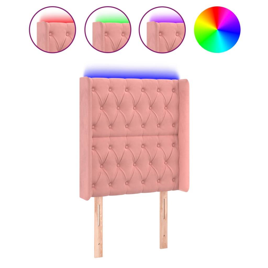 vidaXL LED Kopfteil Rosa 83x16x118/128 cm Samt