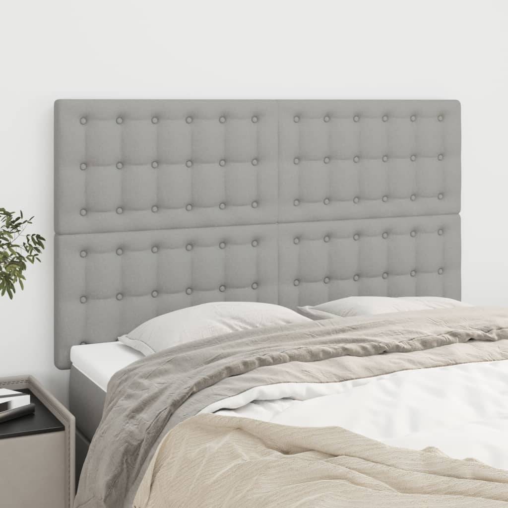 vidaXL Kopfteile 4 Stk. Hellgrau 72x5x78/88 cm Stoff