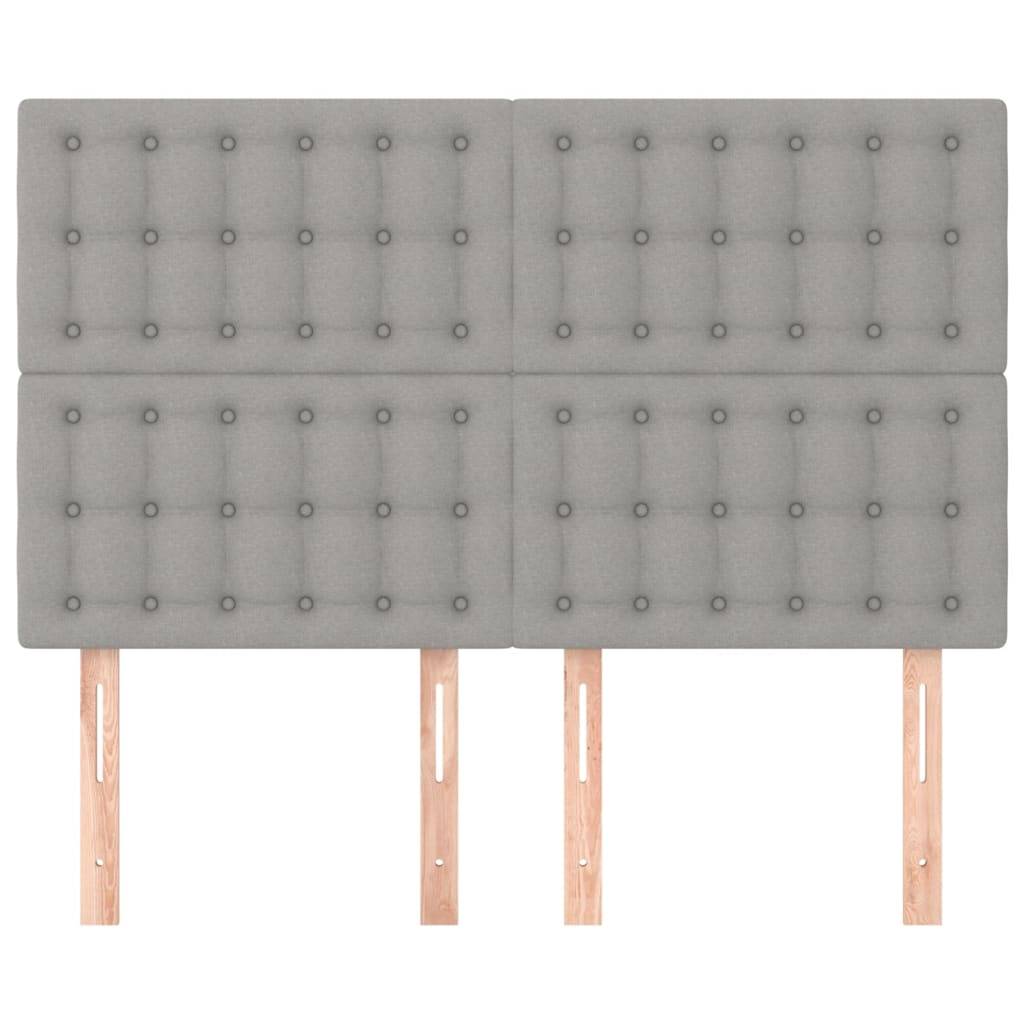 vidaXL Kopfteile 4 Stk. Hellgrau 72x5x78/88 cm Stoff