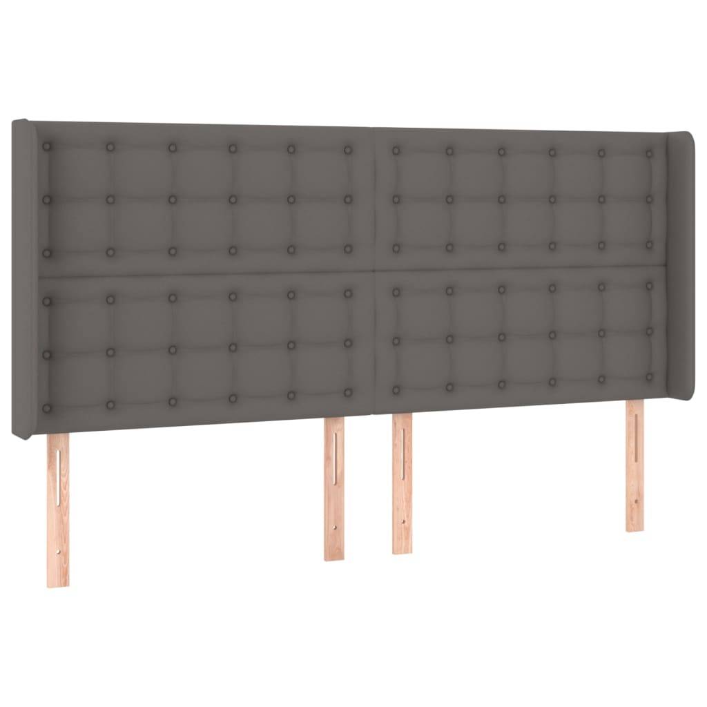 vidaXL LED Kopfteil Grau 183x16x118/128 cm Kunstleder