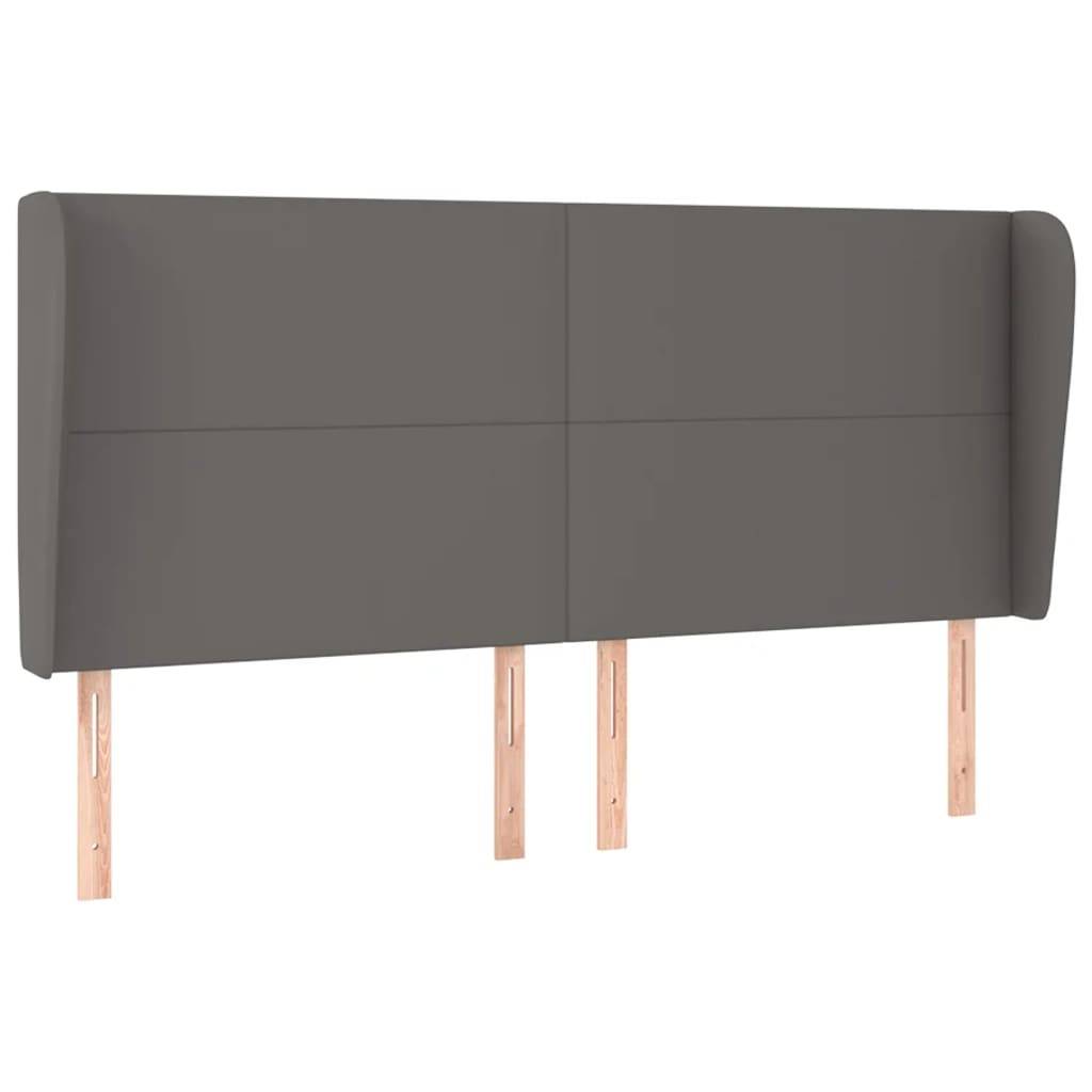 vidaXL Kopfteil mit Ohren Grau 183x23x118/128 cm Kunstleder