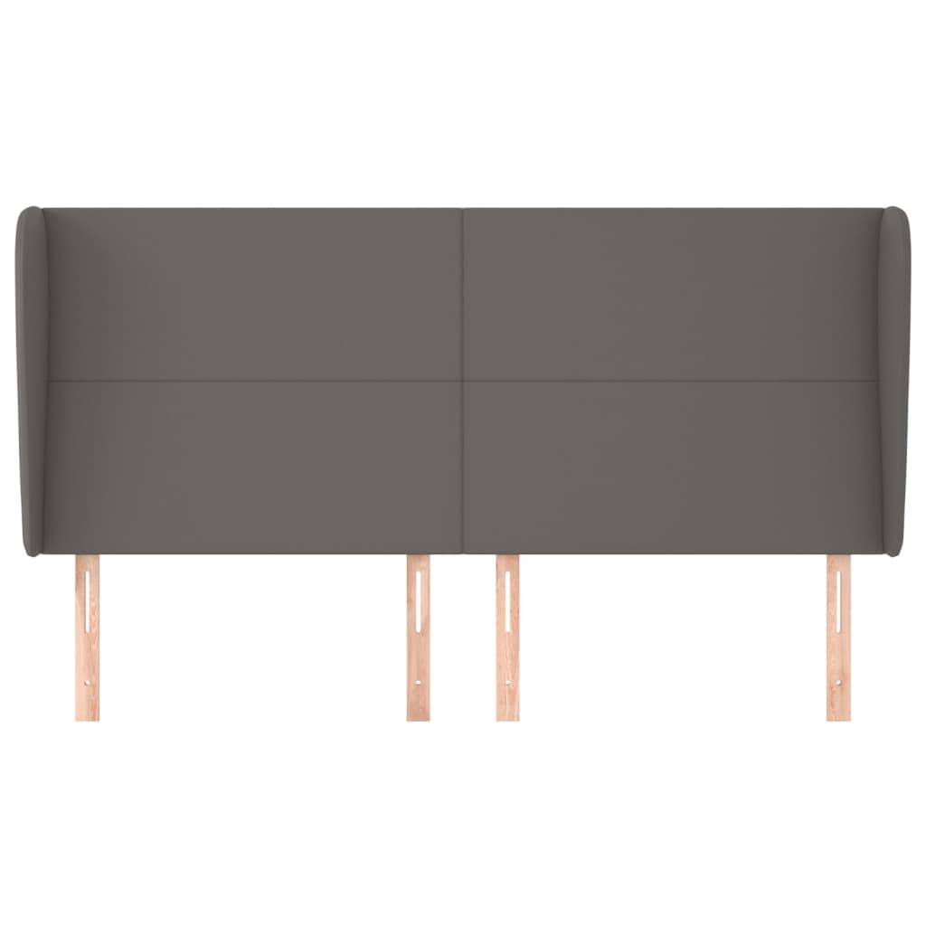 vidaXL Kopfteil mit Ohren Grau 183x23x118/128 cm Kunstleder