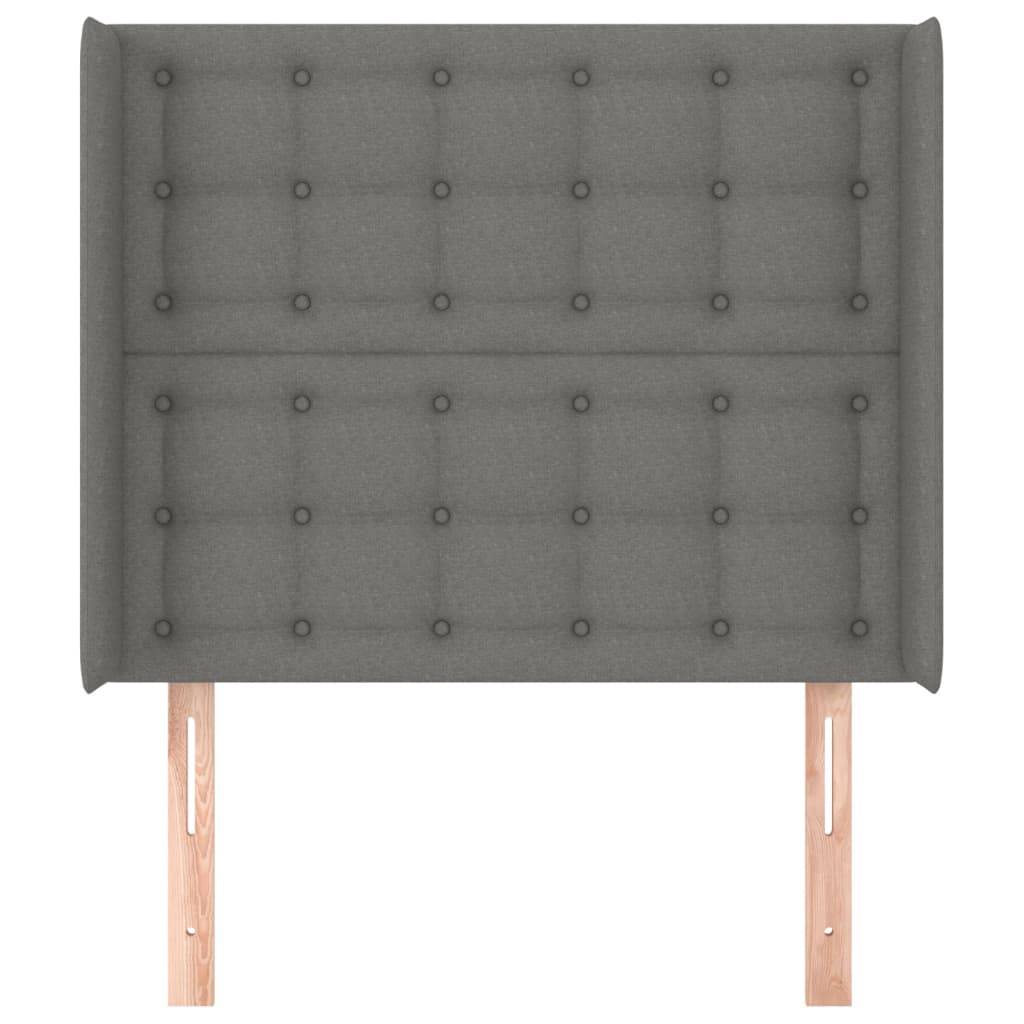 vidaXL Kopfteil mit Ohren Dunkelgrau 93x16x118/128 cm Stoff