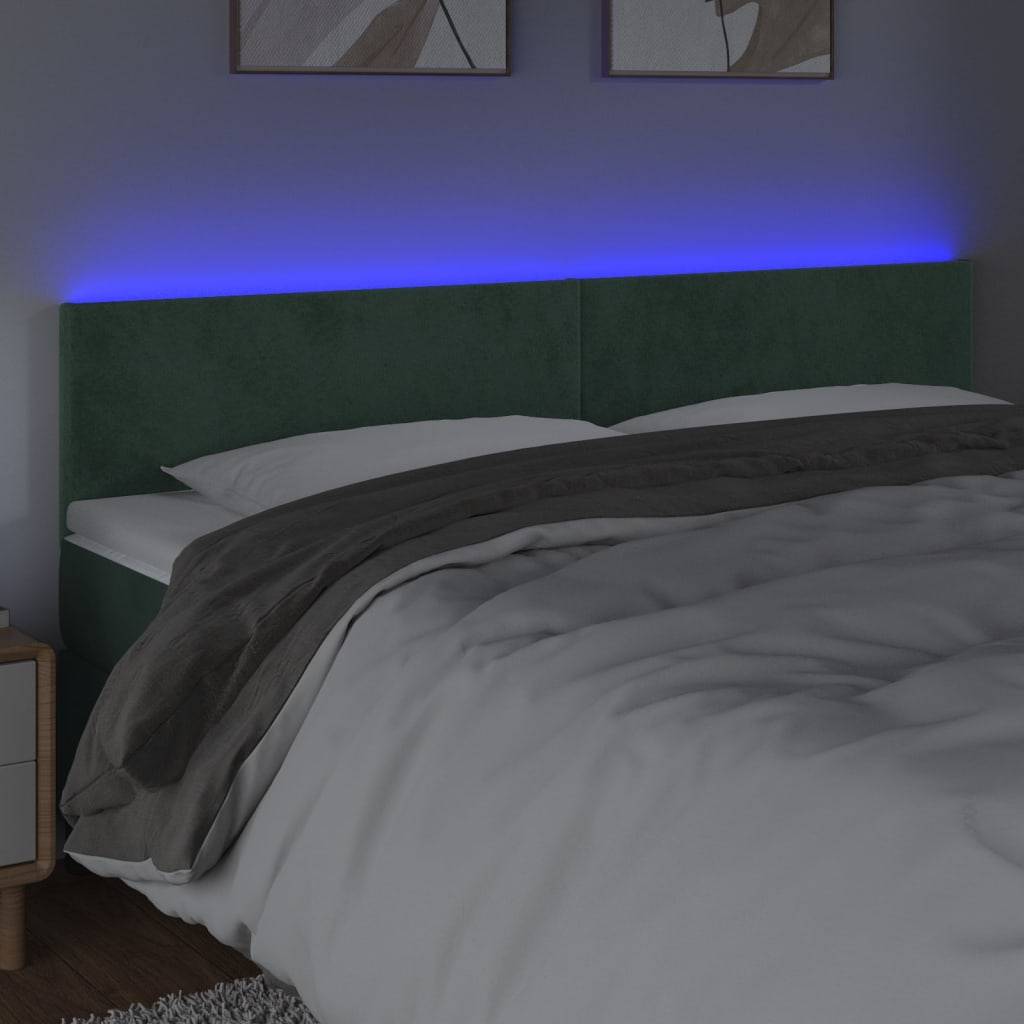 vidaXL LED Kopfteil Dunkelgrün 200x5x78/88 cm Samt