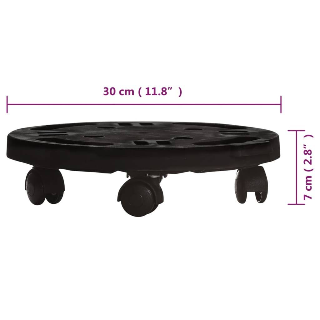 vidaXL Pflanzenroller 5 Stk. 30 cm Durchmesser Schwarz 170 kg