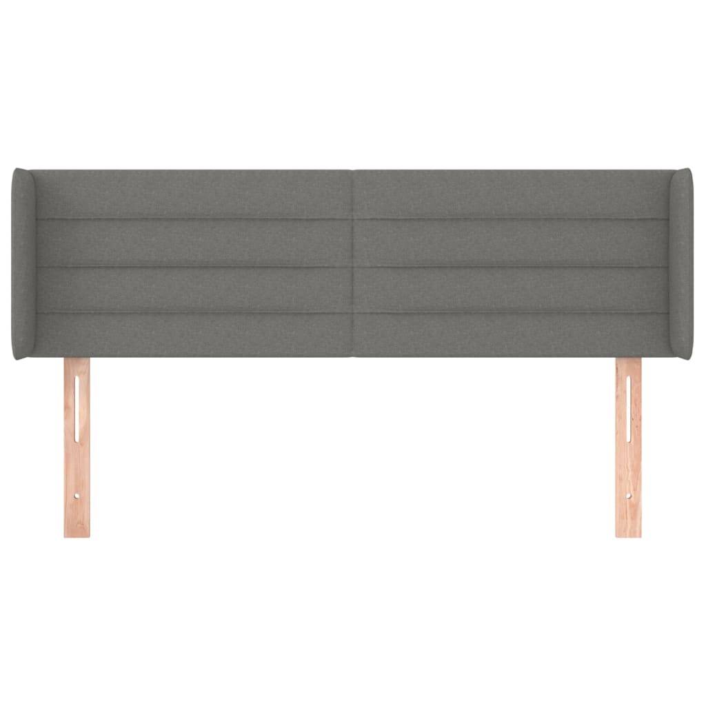 vidaXL Kopfteil mit Ohren Dunkelgrau 147x16x78/88 cm Stoff