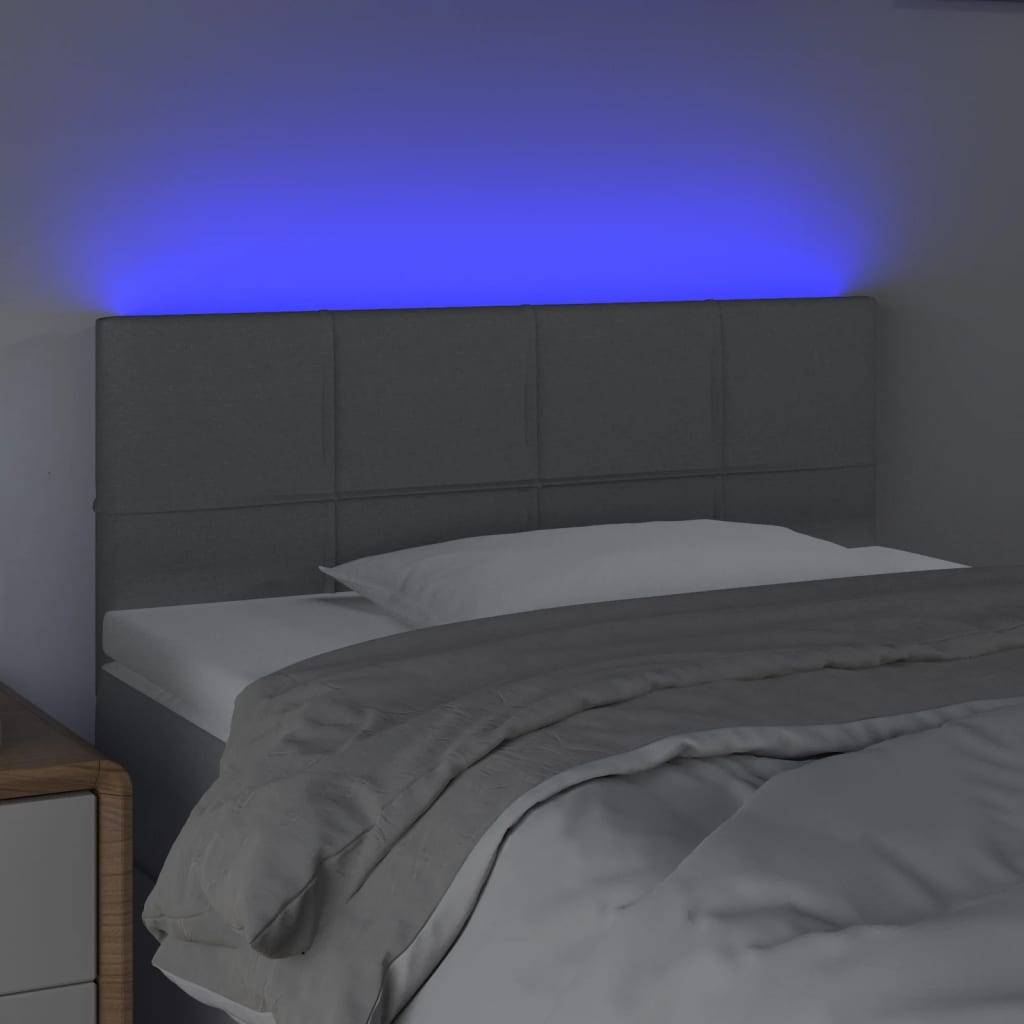 vidaXL LED Kopfteil Hellgrau 100x5x78/88 cm Stoff