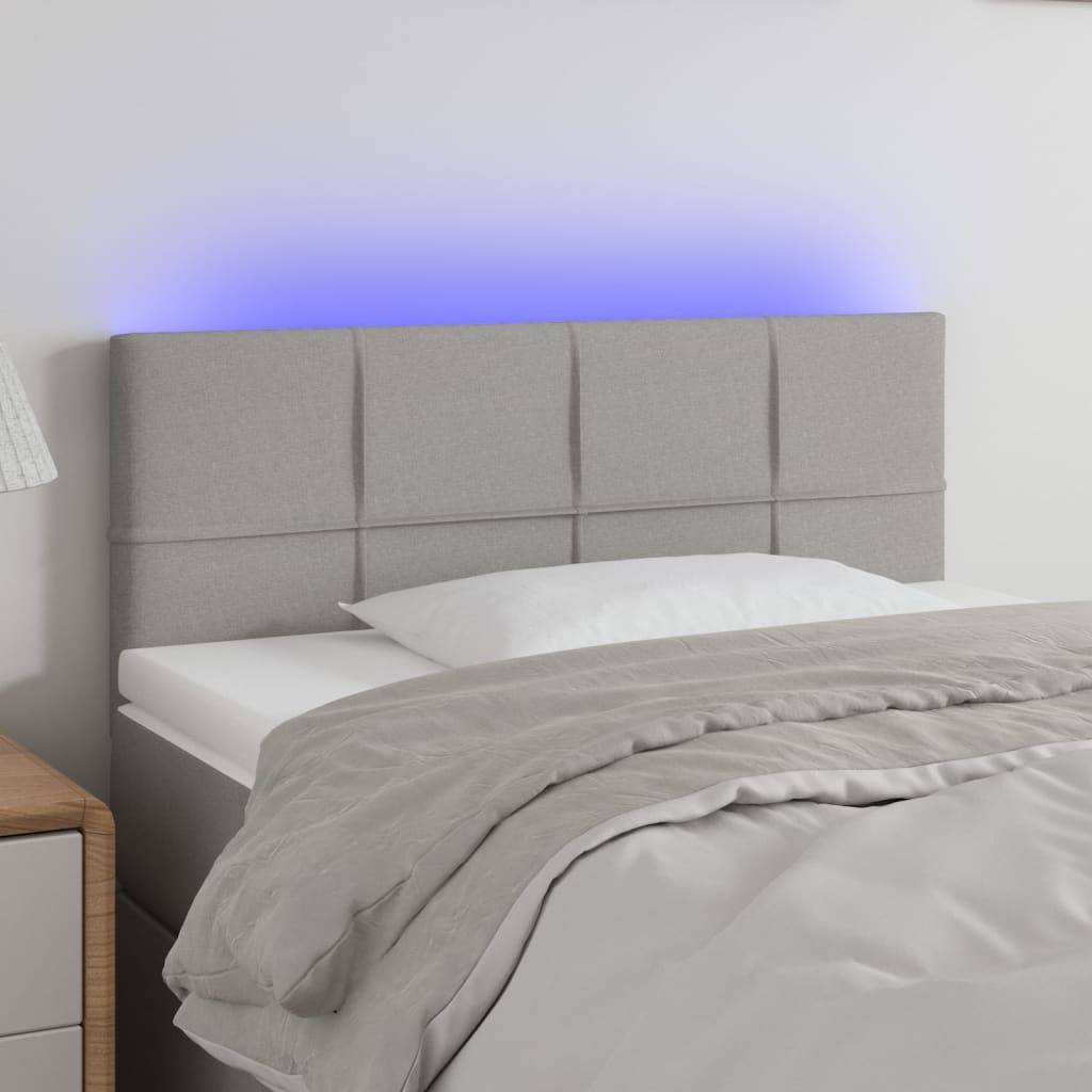 vidaXL LED Kopfteil Hellgrau 100x5x78/88 cm Stoff