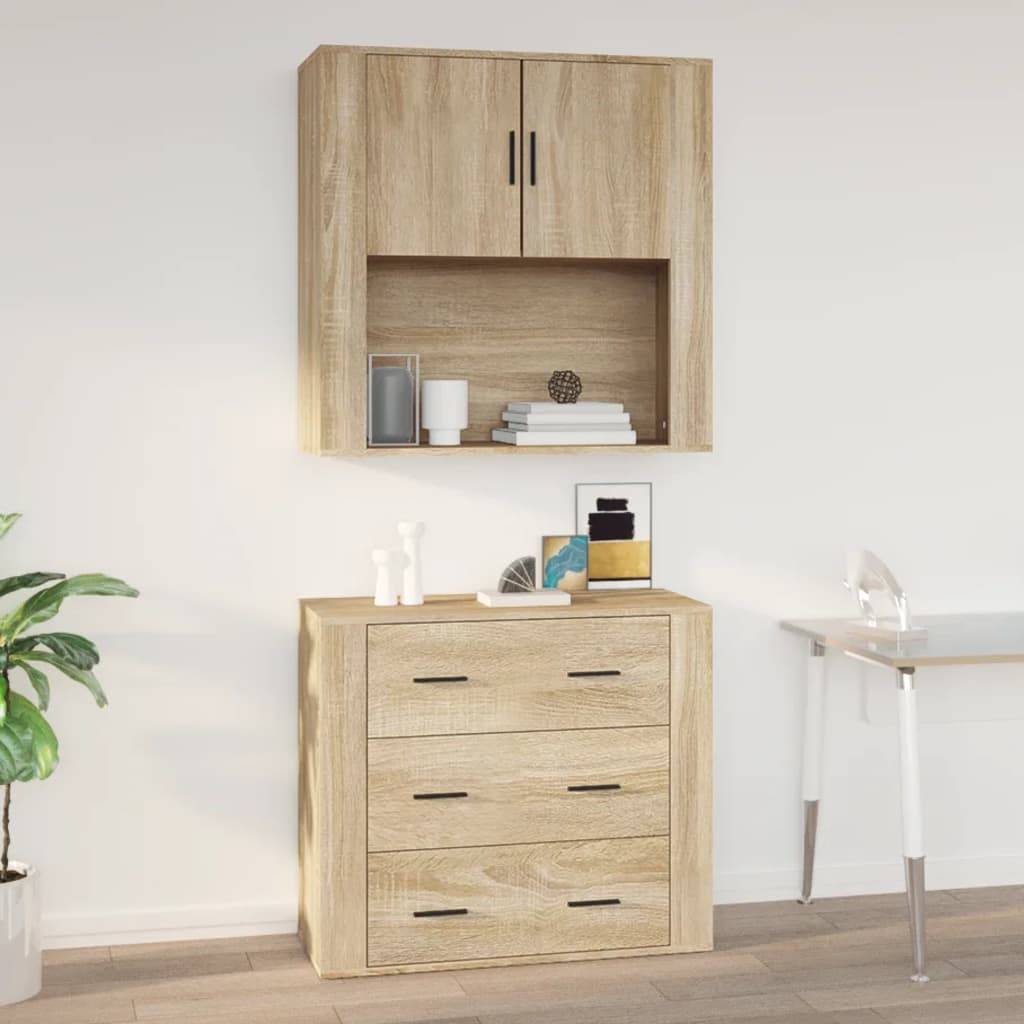 vidaXL Wandschrank Sonoma-Eiche 80x33x80 cm Holzwerkstoff